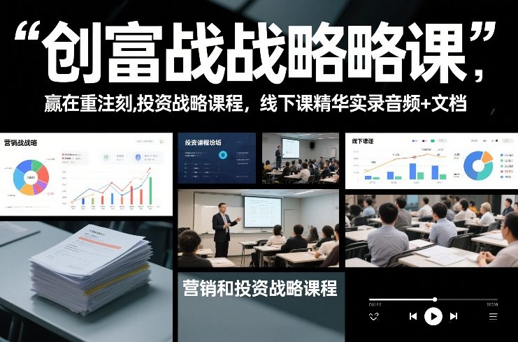 创富战略课，赢在重注时刻，营销和投资战略课程，线下课精华实录音频+文档-优创库云网创
