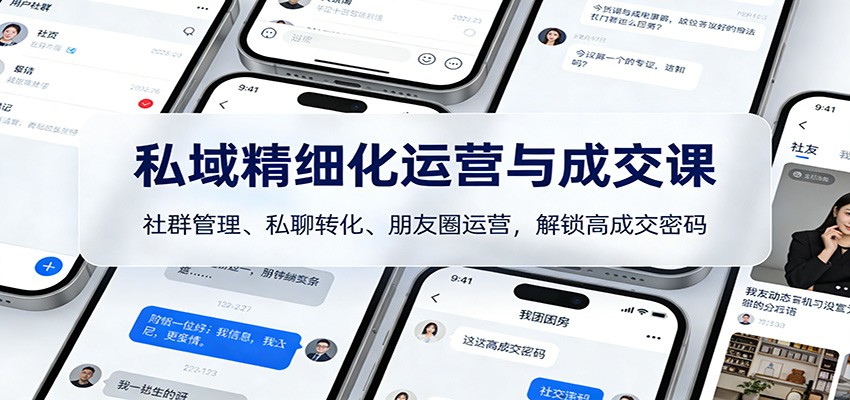私域精细化运营与成交课：社群管理、私聊转化、朋友圈运营，解锁高成交密码-优创库云网创