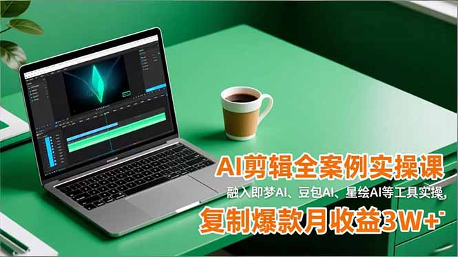 AI剪辑全案例实操课，融入即梦AI、豆包AI、星绘AI等工具实操，复制爆款月收益3W+-优创库云网创