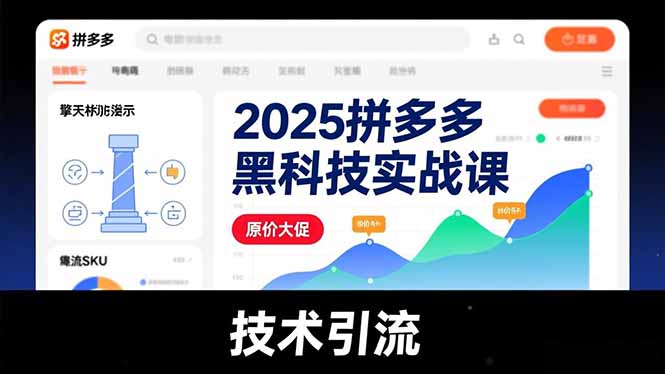 2025拼多多黑科技实战课，擎天柱玩法、爆流SKU、原价大促，技术引流，单店日销轻松破千单-优创库云网创