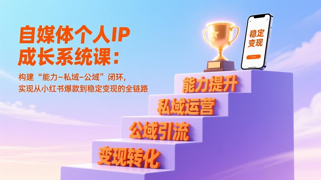 自媒体个人IP成长系统课：构建“能力-私域-公域”闭环，实现从小红书爆款到稳定变现的全链路-优创库云网创