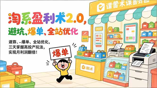 淘系盈利术2.0，避坑、爆单、全站优化，三天掌握高投产玩法，实现月利润翻倍！-优创库云网创