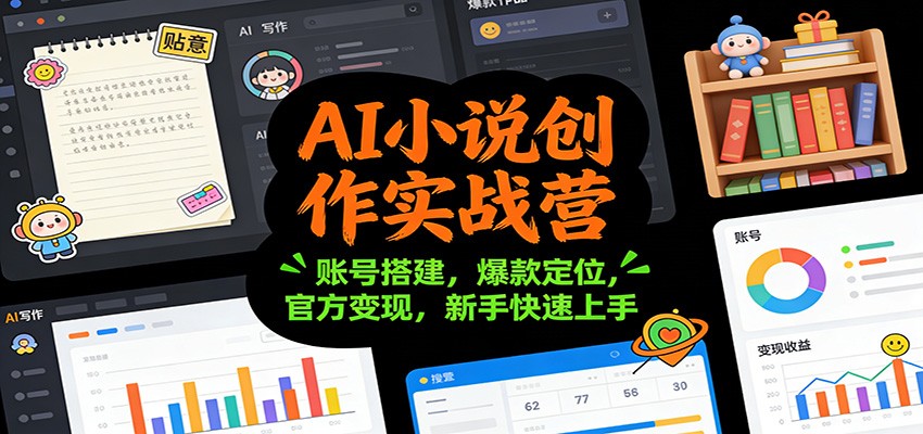 AI小说创作实战营：账号搭建，爆款定位，官方变现，新手快速上手-优创库云网创