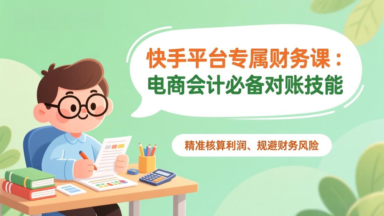 快手平台专属财务课：电商会计必备对账技能，精准核算利润、规避财务风险-优创库云网创