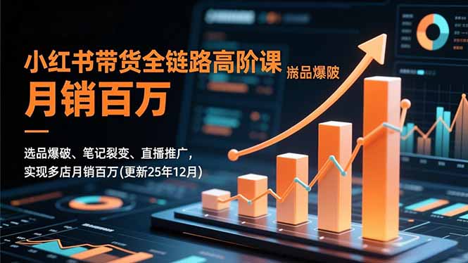 小红书带货全链路高阶课，选品爆破、笔记裂变、直播推广，实现多店月销百万(更新25年12月-优创库云网创