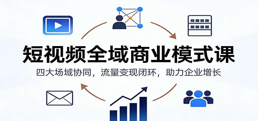 短视频全域商业模式课：四大场域协同，流量变现闭环，助力企业增长-优创库云网创