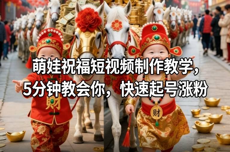 萌娃祝福短视频制作教学，5分钟教会你，快速起号涨粉-优创库云网创