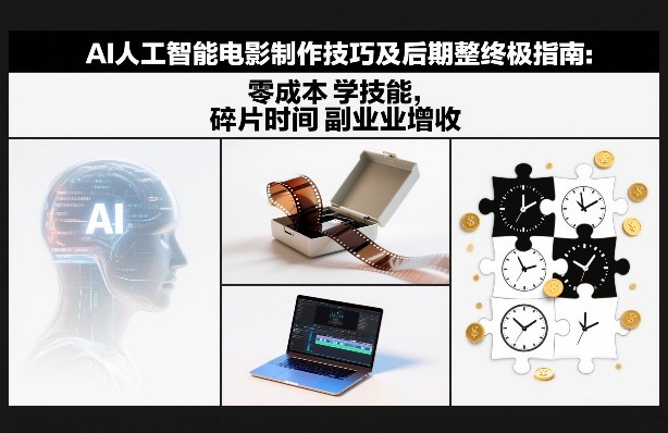 AI人工智能电影制作技巧及后期完整终极指南：零成本学技能，碎片时间副业增收-优创库云网创