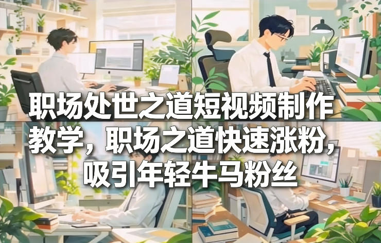 职场处世之道短视频制作教学，职场之道快速涨粉，吸引年轻牛马粉丝-优创库云网创