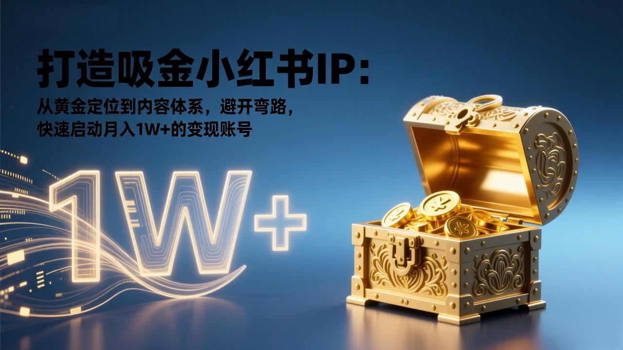 打造吸金小红书IP：从黄金定位到内容体系，避开弯路，快速启动月入1W+的变现账号-优创库云网创