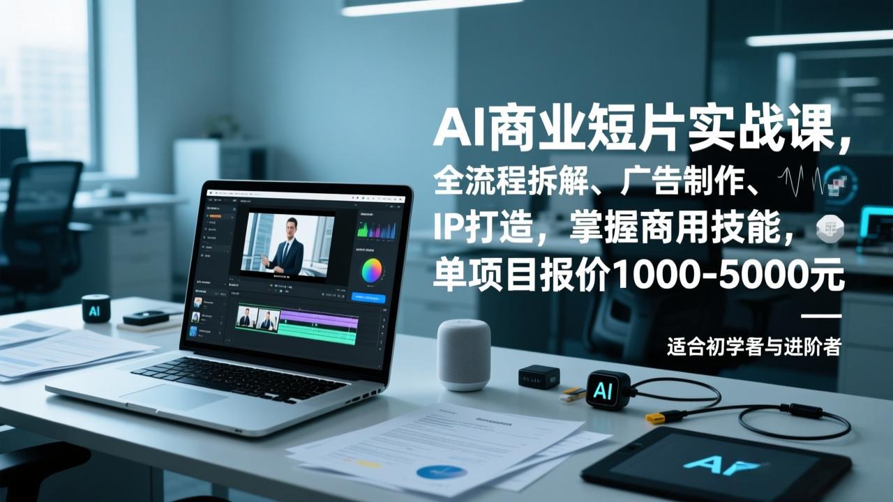 AI商业短片实战课，全流程拆解、广告制作、IP打造，掌握商用技能，单项目报价1000-5000元-优创库云网创