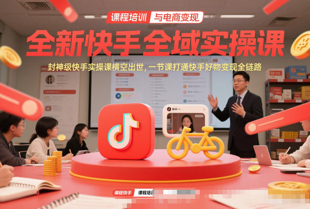 全新快手全域实操课，封神级快手实操课横空出世，一节课打通快手好物变现全链路-优创库云网创