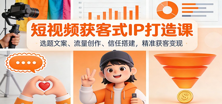 短视频获客式IP打造课：选题文案、流量创作、信任搭建，精准获客变现-优创库云网创