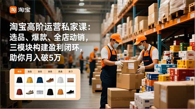 淘宝高阶运营私家课：选品、爆款、全店动销，三模块构建盈利闭环，助你月入破5万(更新12月-优创库云网创