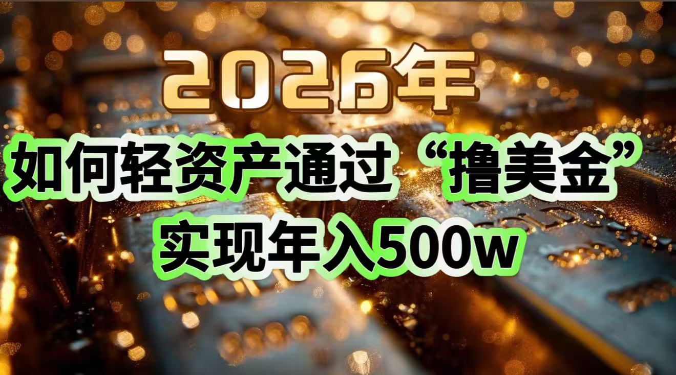 2026年如何轻资产通过“撸美金”实现年入500w-优创库云网创