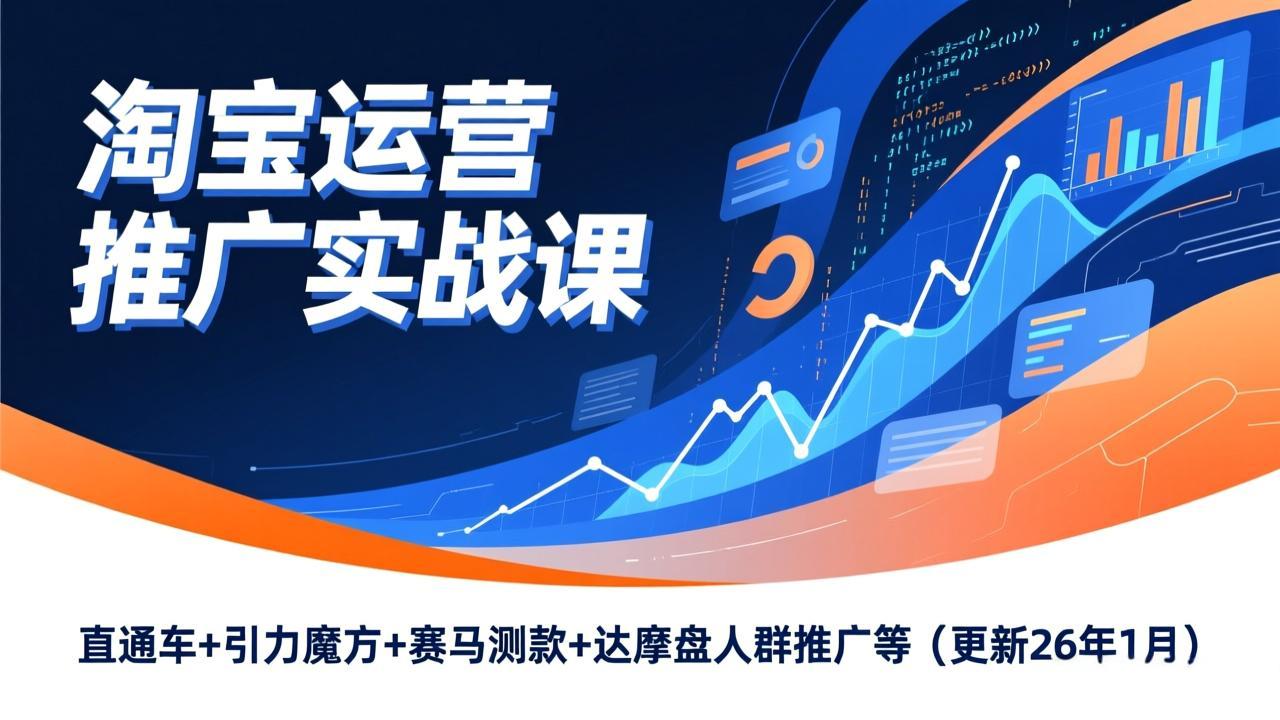 淘宝运营推广实战课，直通车+引力魔方+赛马测款+达摩盘人群推广等(更新26年1月-优创库云网创