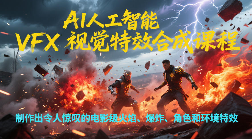 AI人工智能VFX视觉特效合成课程，制作出令人惊叹的电影级火焰、爆炸、角色和环境特效-优创库云网创