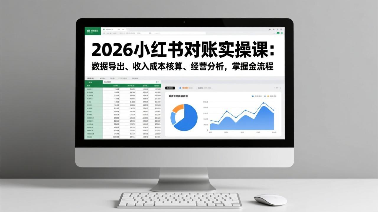 2026小红书对账实操课：数据导出、收入成本核算、经营分析，掌握全流程-优创库云网创