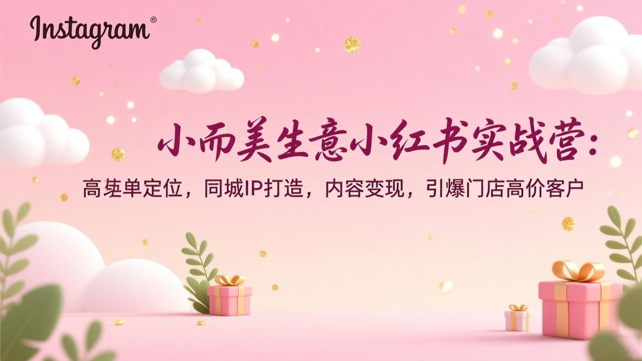 小而美生意小红书实战营：高客单定位，同城IP打造，内容变现，引爆门店高价客户-优创库云网创