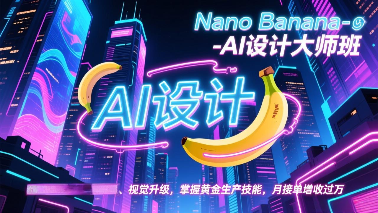 Nano Banana-AI设计大师班，修图合成、广告创作、视觉升级，掌握黄金生产技能，月接单增收过万-优创库云网创