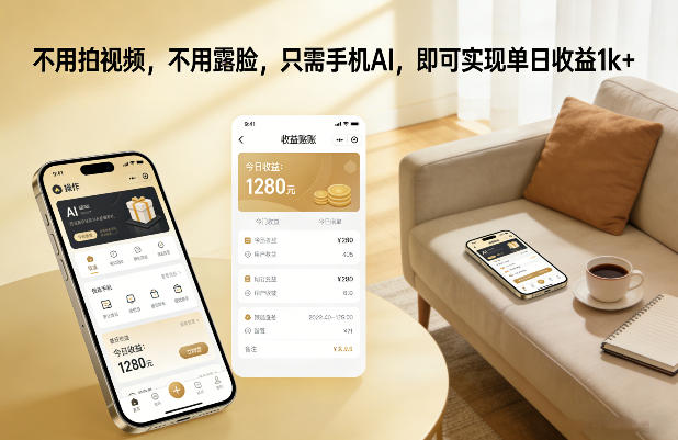 不用拍视频，不用露脸，只需手机AI，即可实现单日收益1k+【揭秘】-优创库云网创