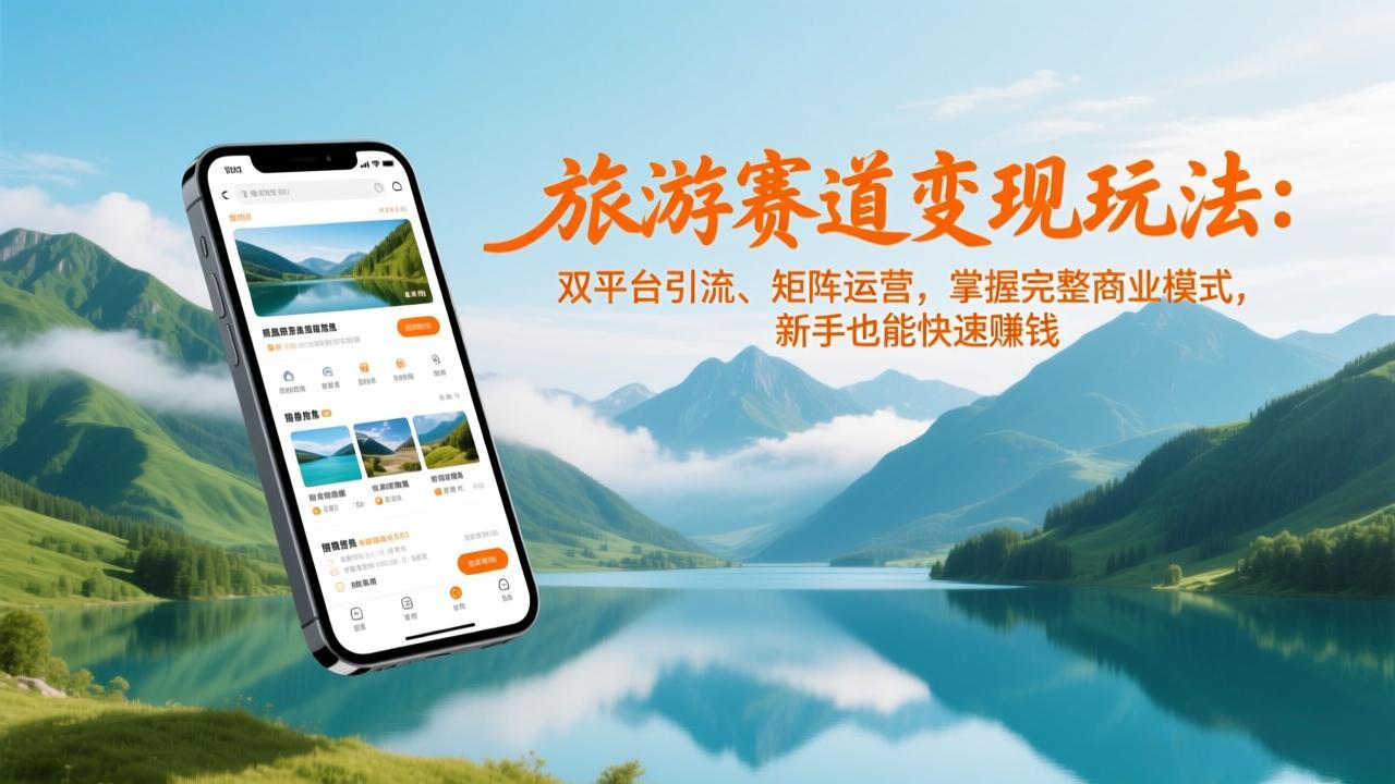 旅游赛道变现玩法：双平台引流、矩阵运营，掌握完整商业模式，新手也能快速赚钱-优创库云网创