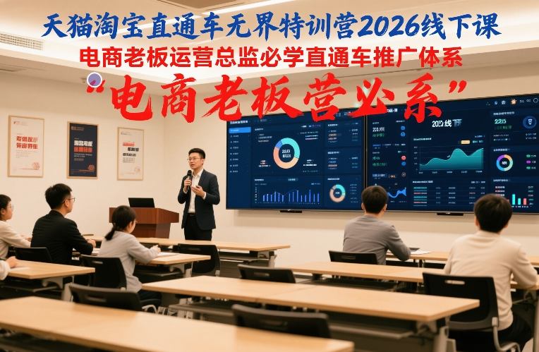 天猫淘宝直通车无界特训营2026线下课，电商老板运营总监必学直通车推广体系-优创库云网创