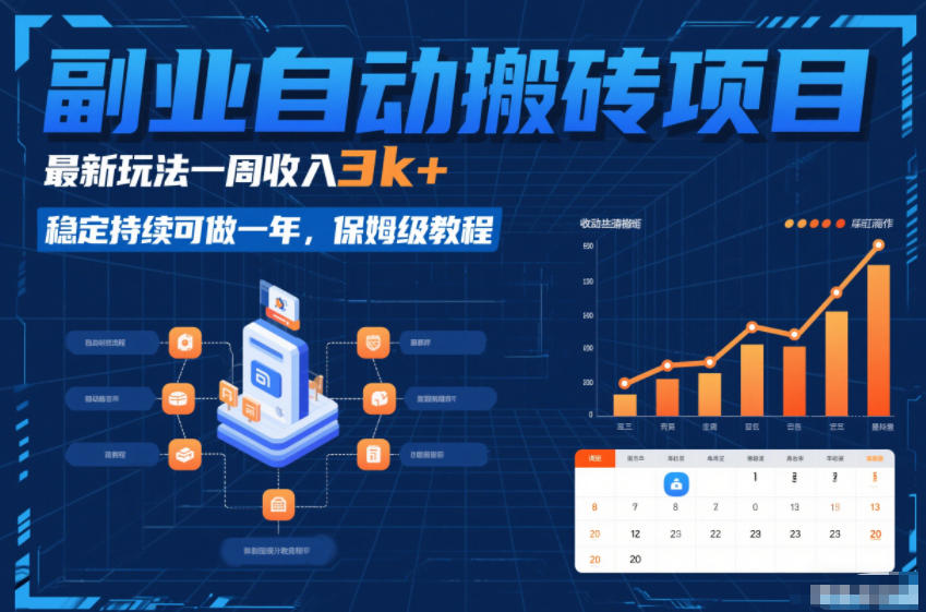 副业自动搬砖项目，最新玩法一周收入3k+，稳定持续可做一年，保姆级教程【揭秘】-优创库云网创