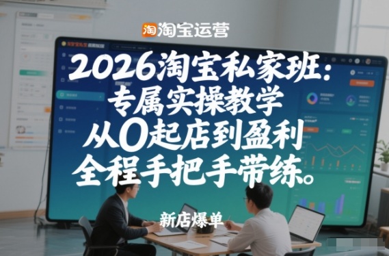 2026淘宝私家班：专属实操教学，从0起店到盈利，全程手把手带练-优创库云网创