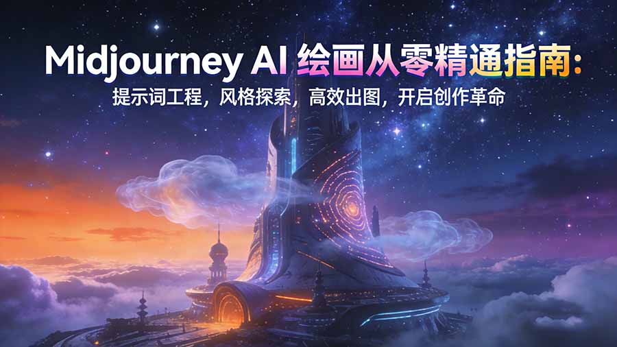 Midjourney AI绘画从零精通指南：提示词工程，风格探索，高效出图，开启创作革命-优创库云网创