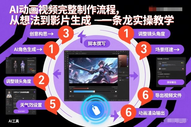 AI动画视频完整制作流程，从想法到影片生成一条龙实操教学-优创库云网创