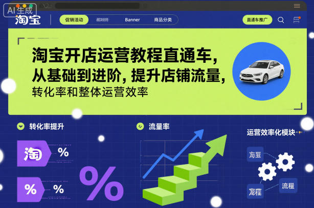 淘宝开店运营教程直通车，从基础到进阶，提升店铺流量，转化率和整体运营效率(更新26年1月)-优创库云网创