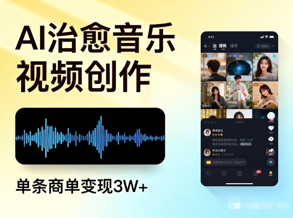 AI做治愈音乐视频，多平台投稿，单条商单变现3W+-优创库云网创