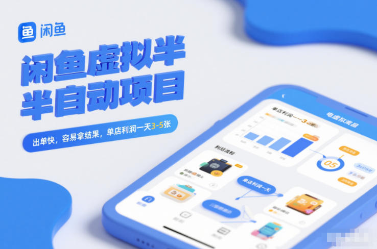 闲鱼虚拟半自动项目，出单快，容易拿结果，单店利润一天3-5张-优创库云网创