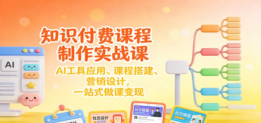 知识付费课程制作实战课：AI工具应用 、课程搭建、营销设计，一站式做课变现-优创库云网创