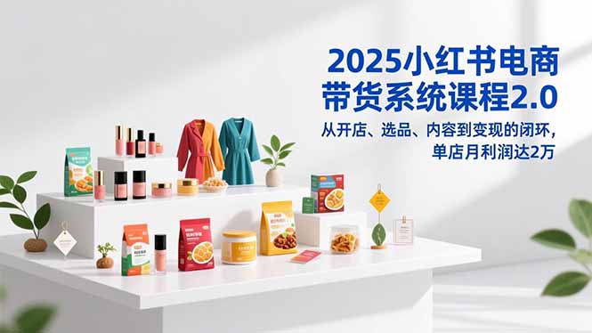 2025小红书电商带货系统课程2.0，从开店、选品、内容到变现的闭环，单店月利润达2万-优创库云网创