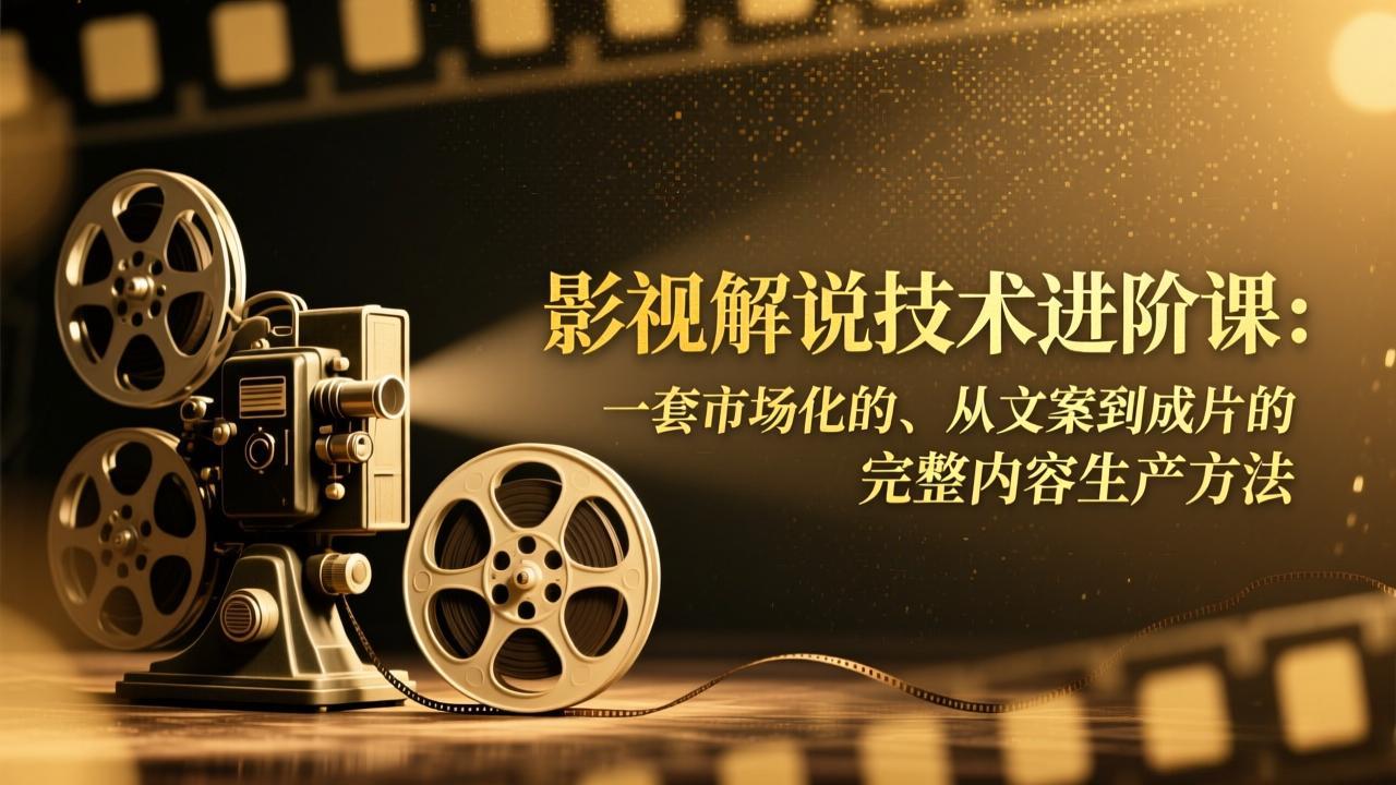 影视解说技术进阶课：一套市场化的、从文案到成片的完整内容生产方法-优创库云网创