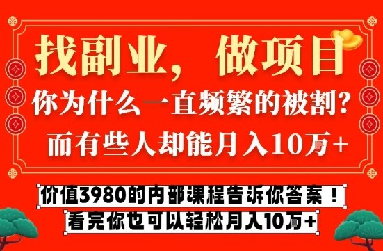 价值3980的网创内部课程，告诉你互联网创业月入10个W的秘密【揭秘】-优创库云网创