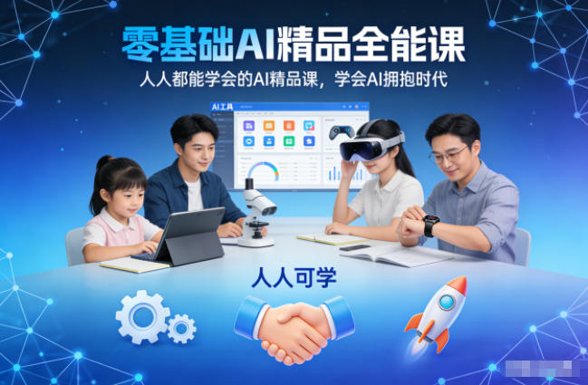 零基础AI精品全能课，人人都能学会的AI精品课，学会AI拥抱时代-优创库云网创