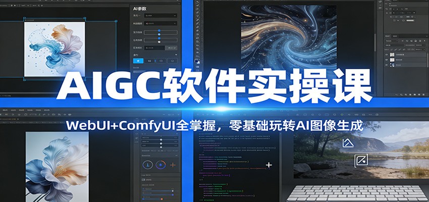 AIGC软件实操课：WebUI+ComfyUI全掌握，零基础玩转AI图像生成-优创库云网创