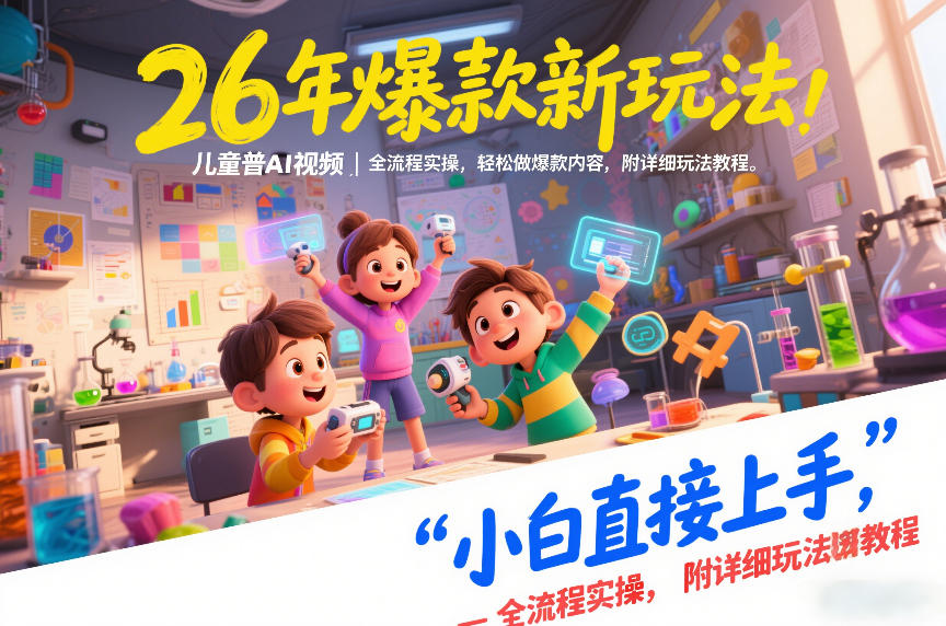 26年爆款新玩法，儿童科普AI视频，全流程实操，轻松做爆款内容，小白直接上手，附详细玩法教程-优创库云网创