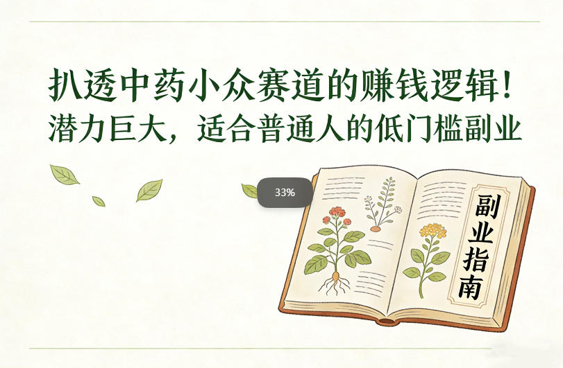 扒透中药小众赛道的賺米逻辑，潜力巨大，适合普通人的低门槛副业-优创库云网创