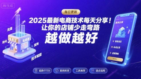 2025最新电商技术每天分享，让你的店铺少走弯路，越做越好(更新26年01月)-优创库云网创