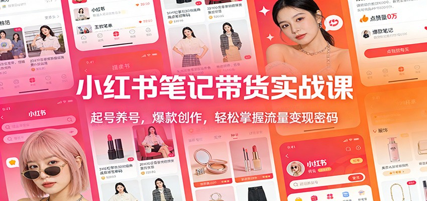 小红书笔记带货实战课：起号养号，爆款创作，轻松掌握流量变现密码-优创库云网创