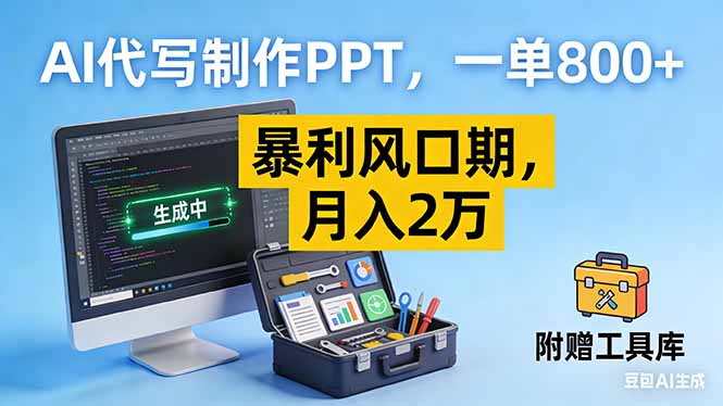 AI代写制作PPT，一单800+， 暴利风口期，月入2万【附工具】-优创库云网创