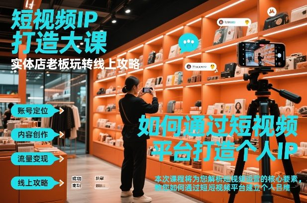 短视频ip打造大课，实体店老板玩转线上攻略-优创库云网创