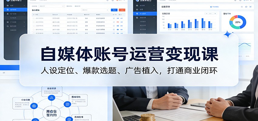 自媒体账号运营变现课：人设定位、爆款选题、广告植入，打通商业闭环-优创库云网创