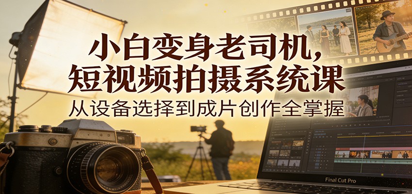 小白变身老司机，短视频拍摄系统课，从设备选择到成片创作全掌握-优创库云网创