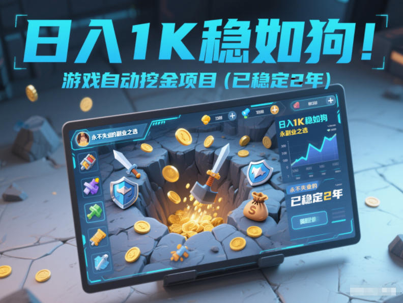 日入1K稳如狗！游戏自动挖金项目(已稳定2年)，永不失业的副业之选【揭秘】-优创库云网创