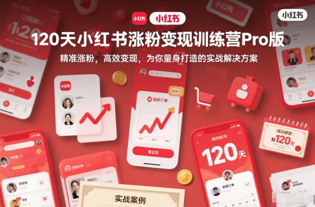 120天小红书涨粉变现训练营Pro版，精准涨粉，高效变现，为你量身打造的实战解决方案-优创库云网创